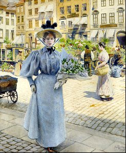 The flower market  - Paul Gustav Fischer
