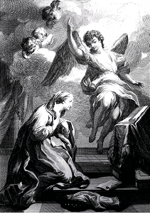 03 Luke 01 v28 The Annunciation to Mary. Free illustration for personal and commercial use.