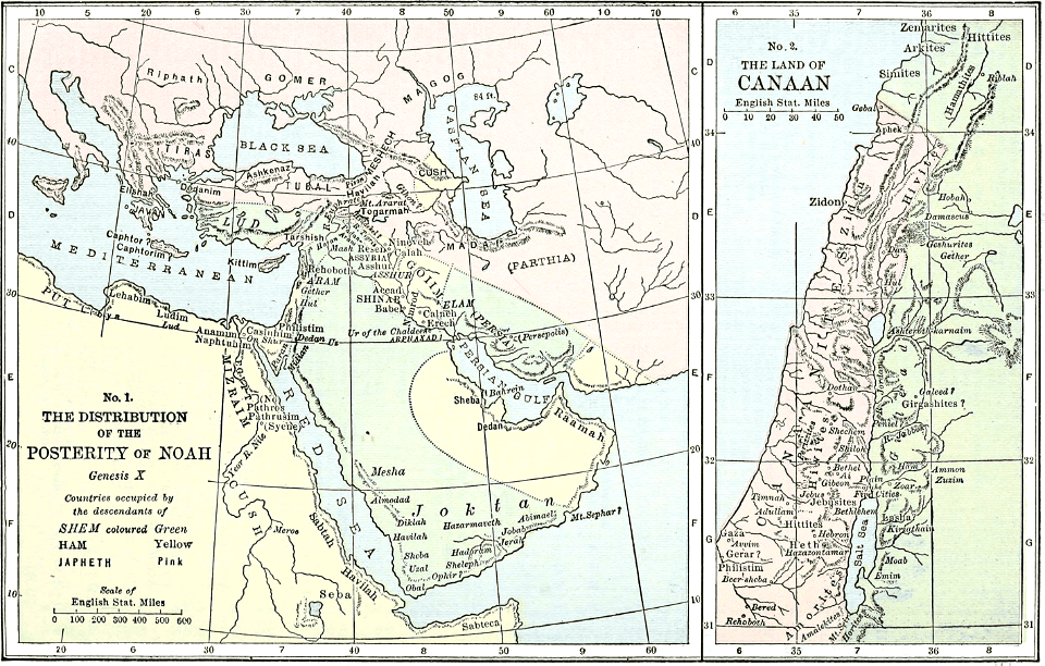 01 Map - The Distribution of the Posterity of Noah - The Land of Canaan