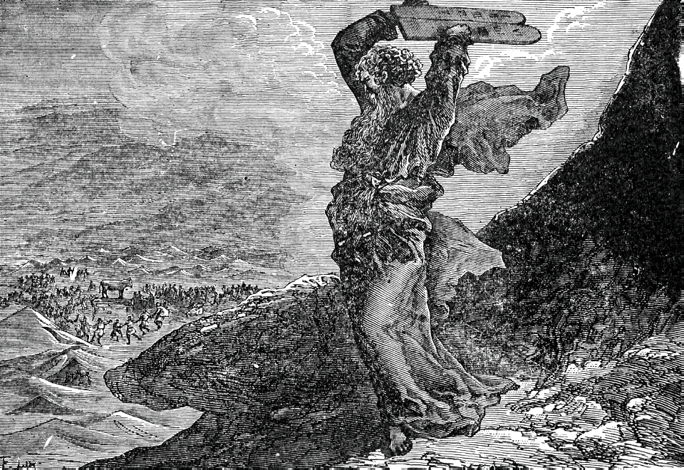 16 Moses breaking the Tablets because of the Golden Calf