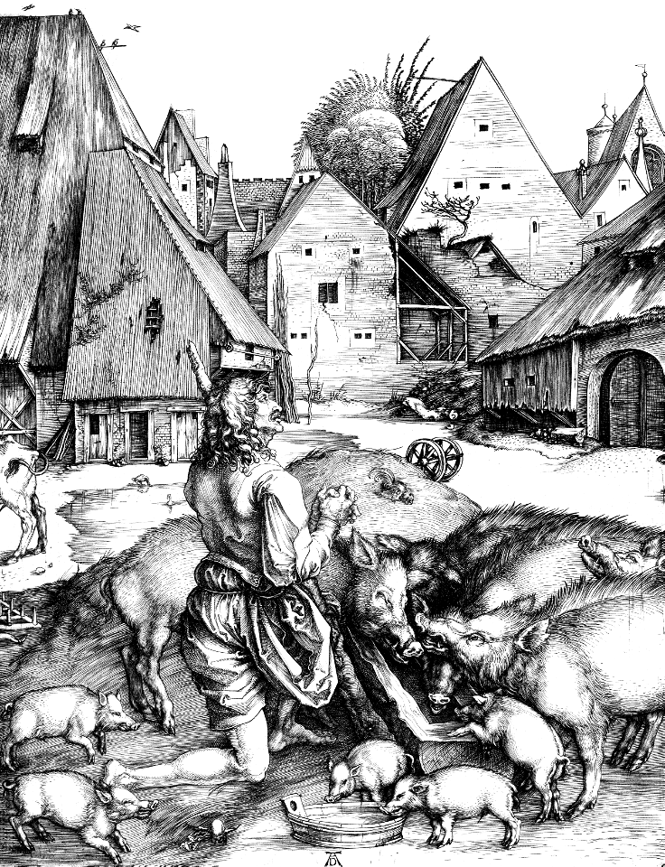 090 The Prodigal Son with the Swine (Dürer 1496)