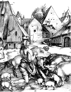 090 The Prodigal Son with the Swine (Dürer 1496)