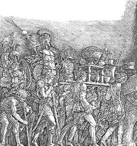 Soldiers Carrying Trophies (Mantegna 1500). Free illustration for personal and commercial use.