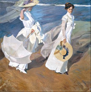 Strolling along the seashore - Joaquín Sorolla y Bastida