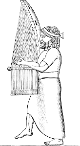07 Assyrian Harpist, beating time with his Foot. Free illustration for personal and commercial use.