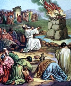 33 Fire consumes Elijahs sacrifice in answer to prayer (color)