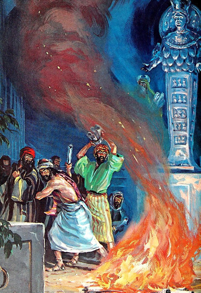 050 At Ephesus, where the goddess Diana was worshiped, new Christians burned their books on sorcery (color)