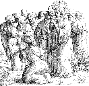 104 The Raising of Lazarus (Hirschvogel 1545). Free illustration for personal and commercial use.