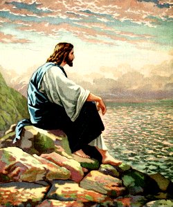 23 Jesus looking over the Sea of Galilee (color)
