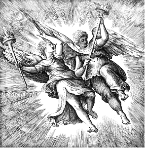 Two Angels Carrying Torches (Franco 16th c)