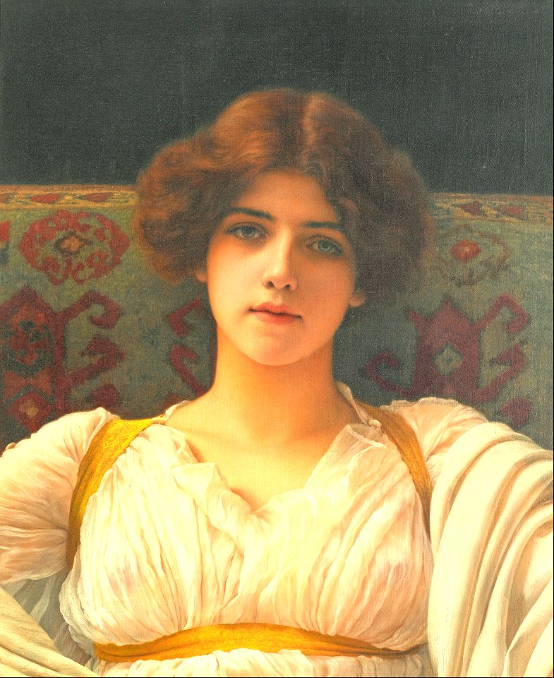 Study of a head in drapery,  Miss Ethel Warwick - John William Godward