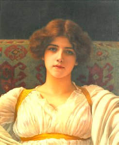 Study of a head in drapery,  Miss Ethel Warwick - John William Godward