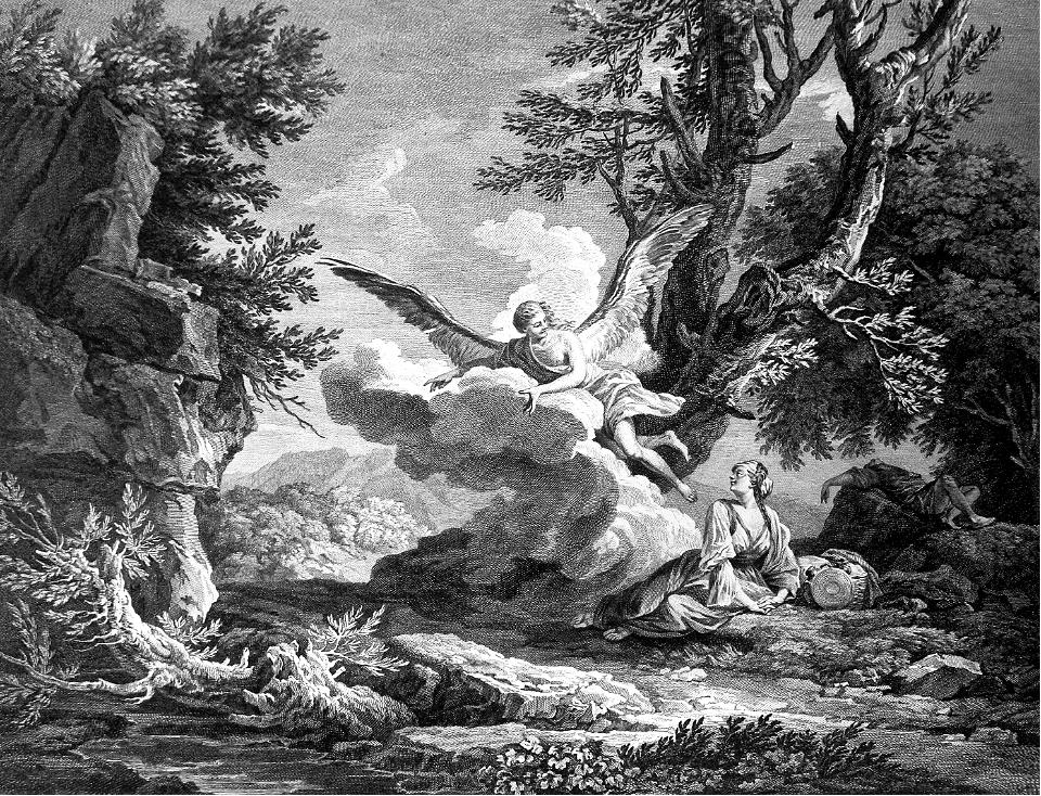 43 Genesis 21 v17 Hagar and Ishmael wandering an Angel appears
