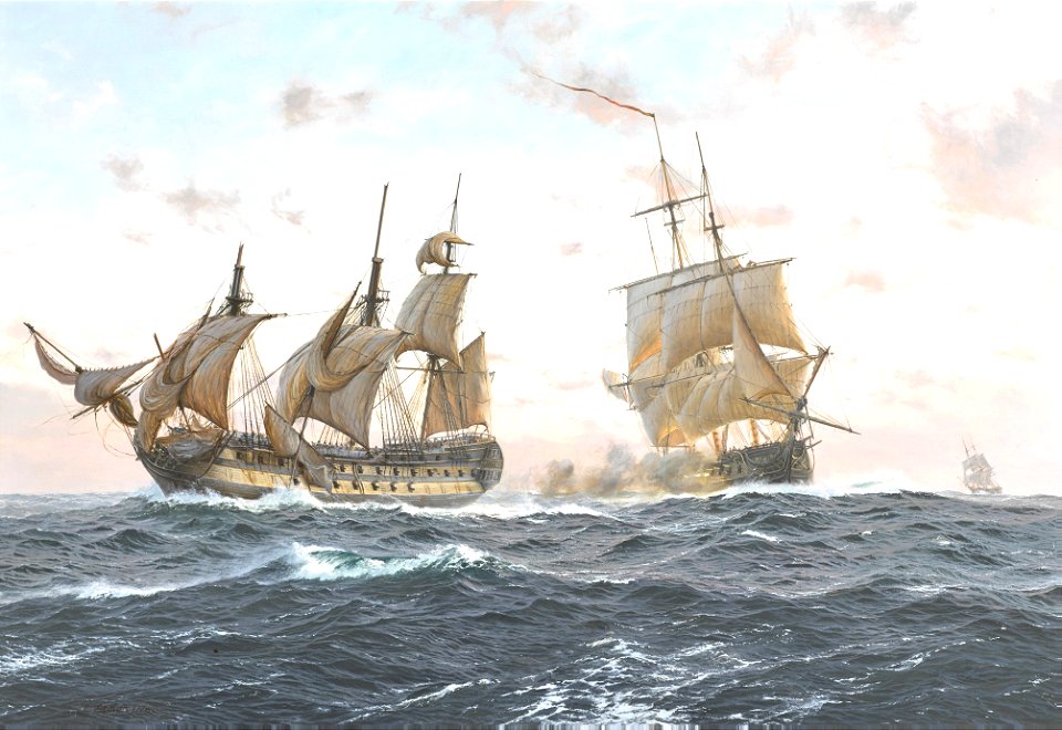 Droits de L'Homme versus Infatigable , in the distance the Amazon - John Steven Dews