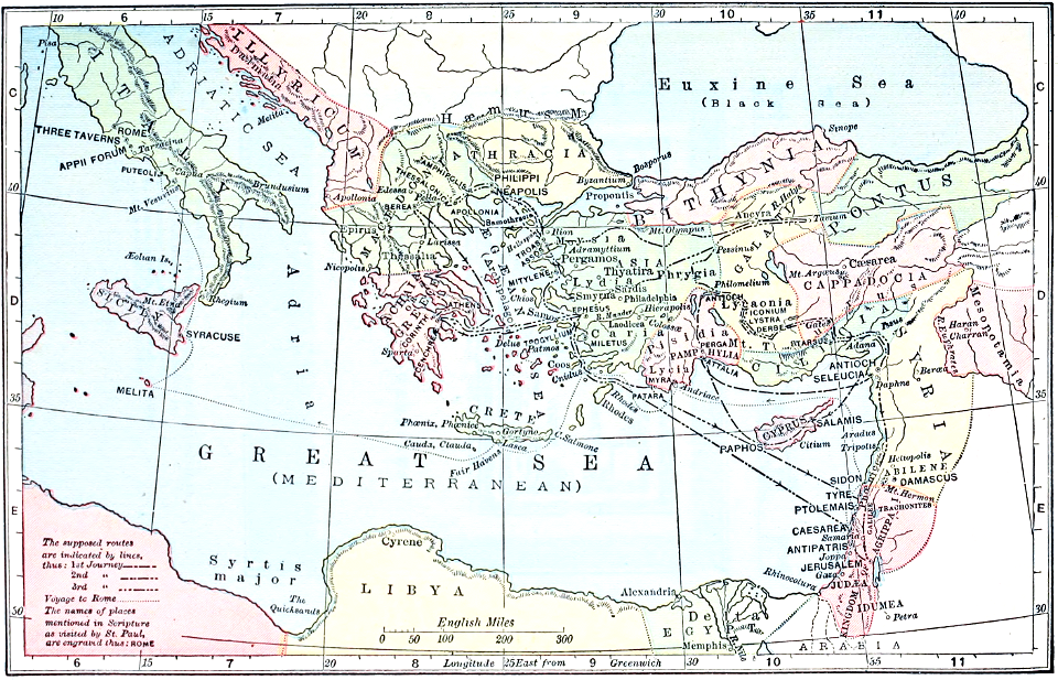 13 Map - The Missionary Journeys of the Apostle Paul