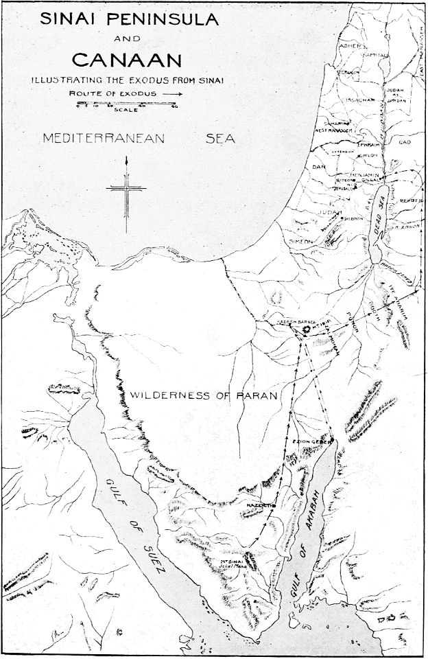 03 Map - Sinai Peninsula and Canaan - illustrating the Exodus