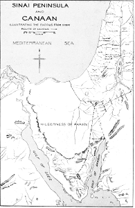 03 Map - Sinai Peninsula and Canaan - illustrating the Exodus