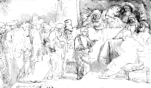052 Christ Disputing with the Doctors - A Sketch (Rembrandt 1652)