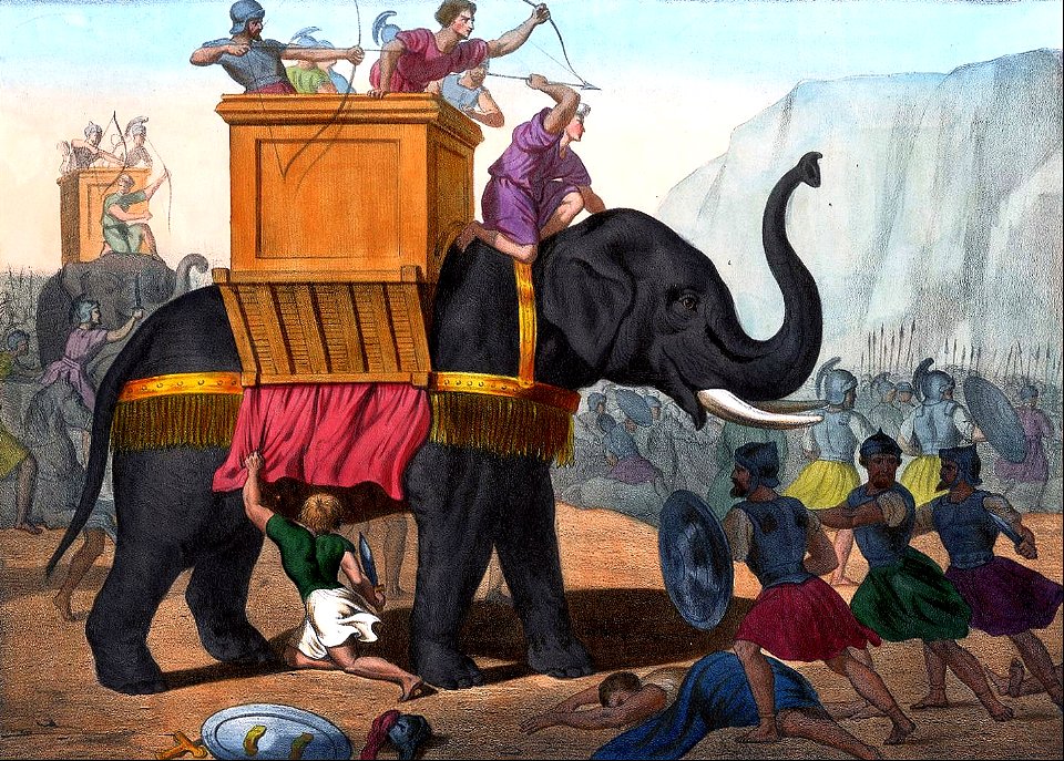 42 1 Macabees 06 Battle of Beit Zechariah - Eleazar spears the Elephant carrying Antiochus