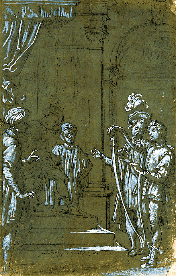 100 David Playing the Harp before King Saul (Vignali 17th c)