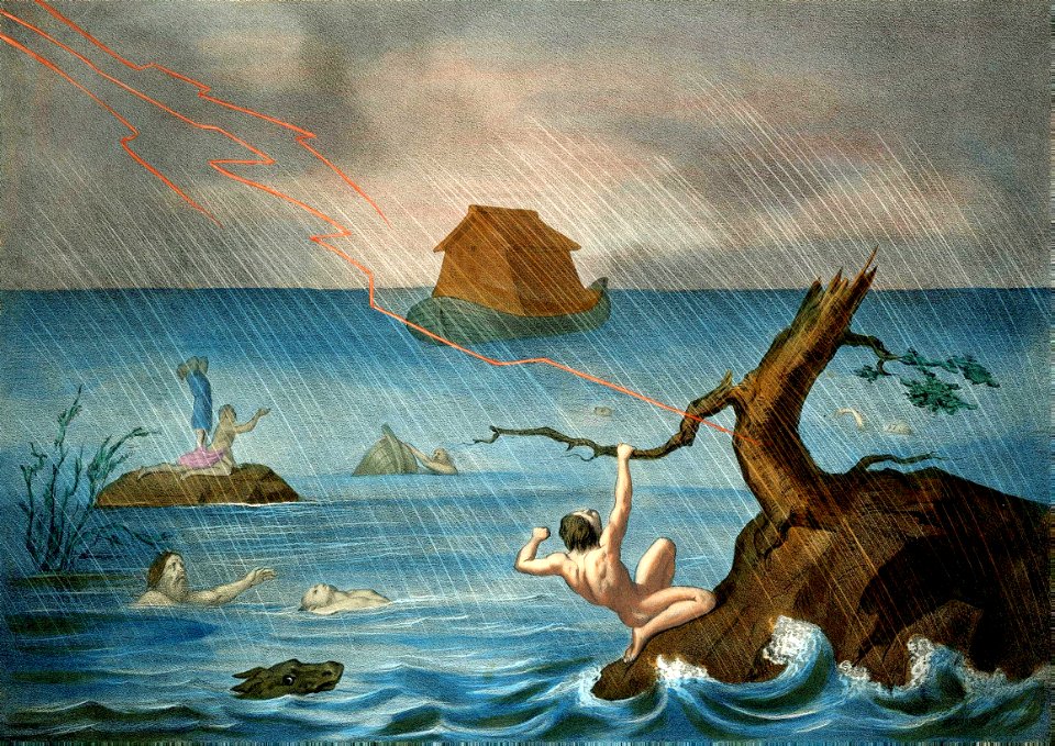 05 Noahs Ark riding on the Flood Waters as the Wicked perish