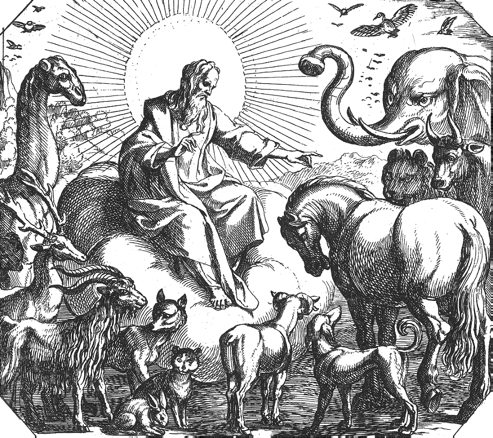 010 God Creating the Land Animals (Tempesta c1600). Free illustration for personal and commercial use.