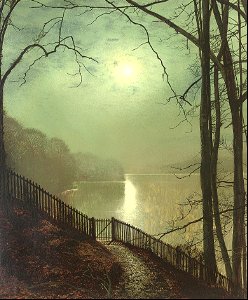 Moonlight on the lake, Roundhay Park, Leeds - John Atkinson Grimshaw
