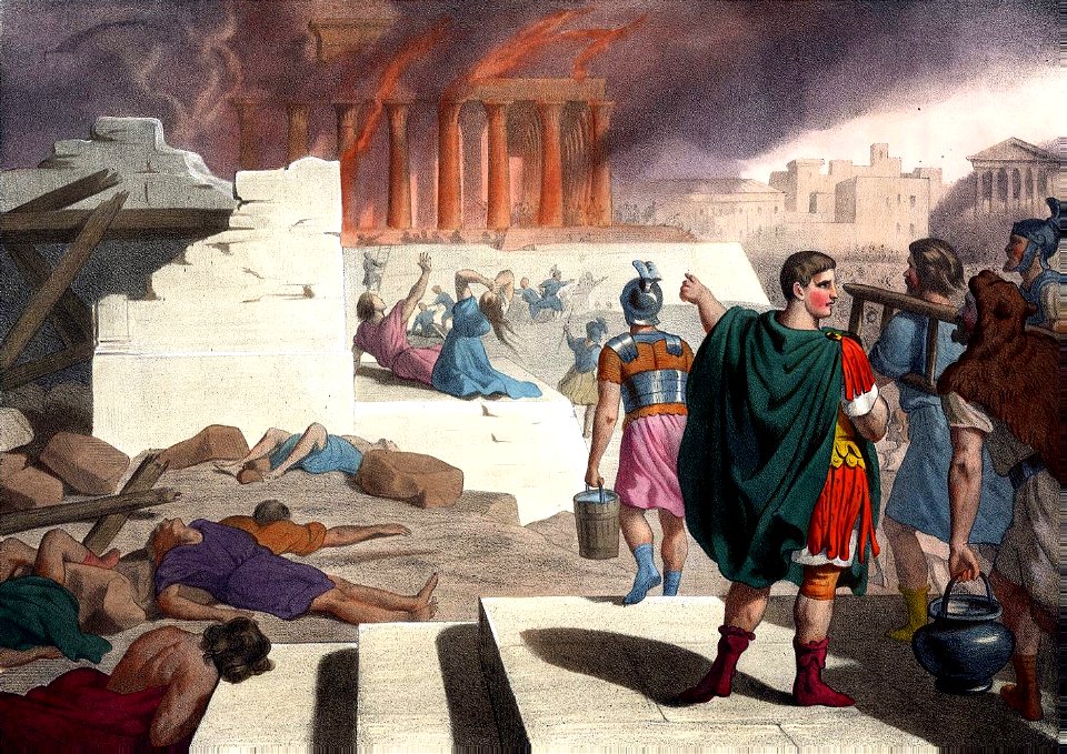 32 The Romans burn the Temple in Jerusalem - Titus tries to spare it