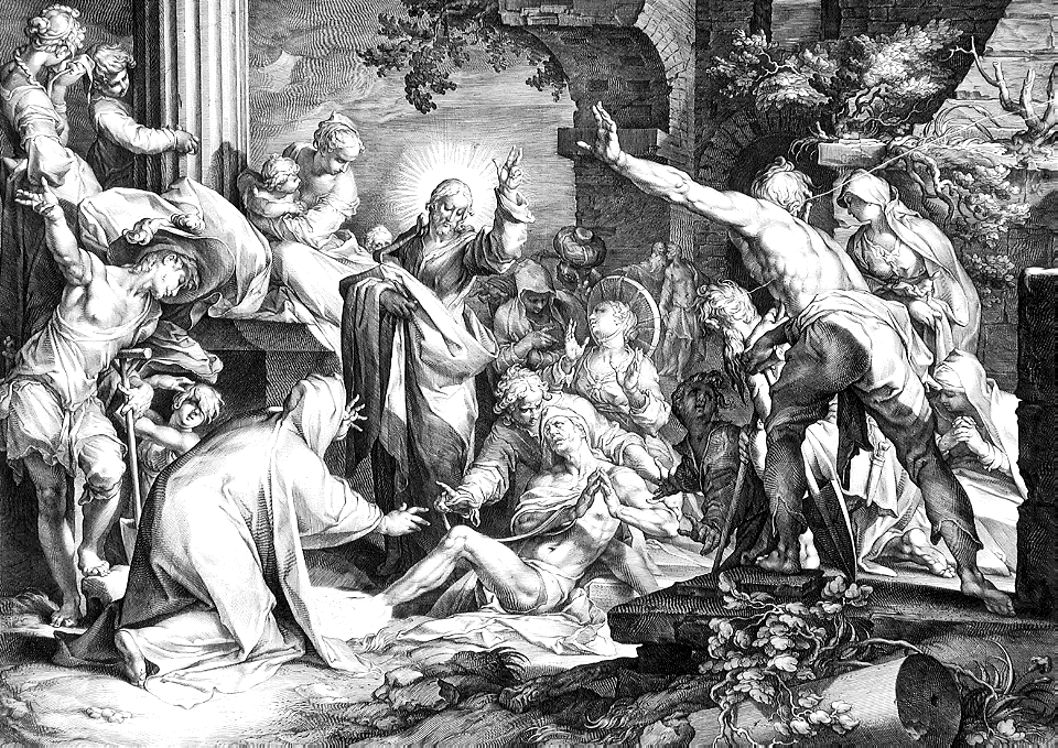 099 The Raising of Lazarus (Muller and Bloemaert 1600)