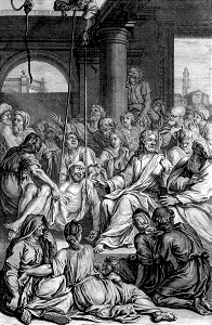 32 Luke 05 v19 The Palsied Man let down through the Roof