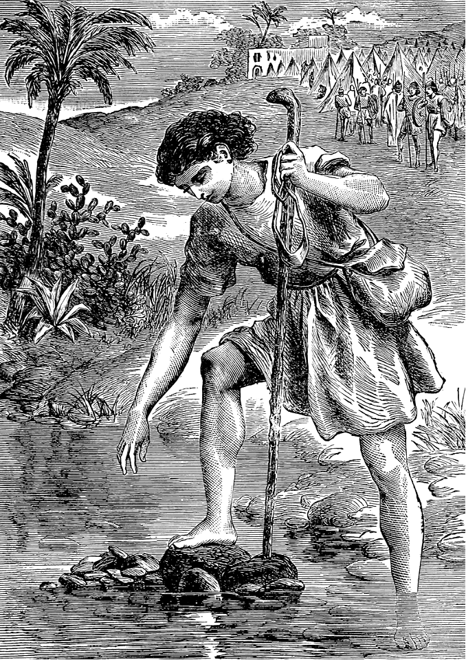 16 David gathering amunition (stones) from the brook