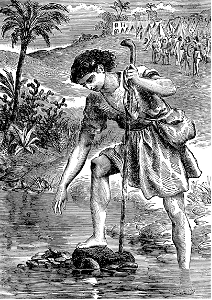 16 David gathering amunition (stones) from the brook