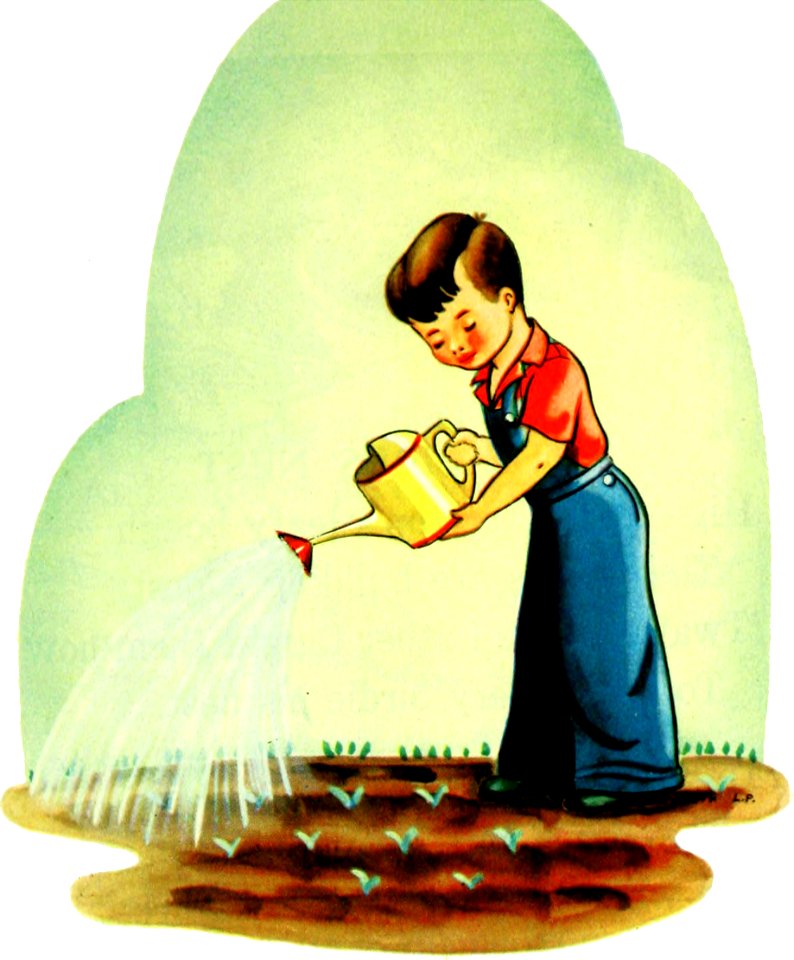 04 Boy watering a Garden (color)