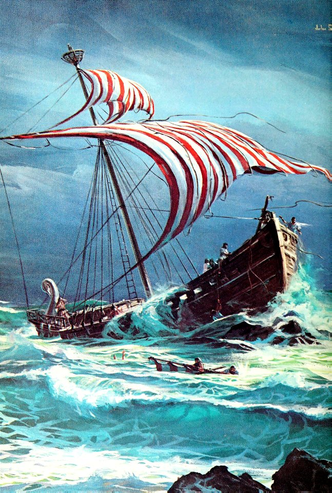 082 The Ship carrying Paul is driven aground, and there seemed no way of escape (color)