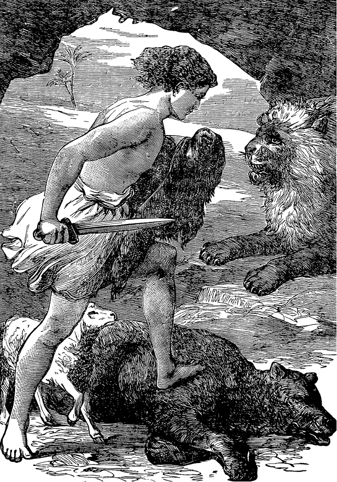 15 David taking on a Bear and Lion to defend his flock