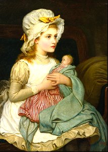 A young girl with her doll - Kate Perugini