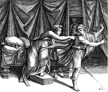 056 Joseph and Potiphar's Wife (Raimondi 1520). Free illustration for personal and commercial use.