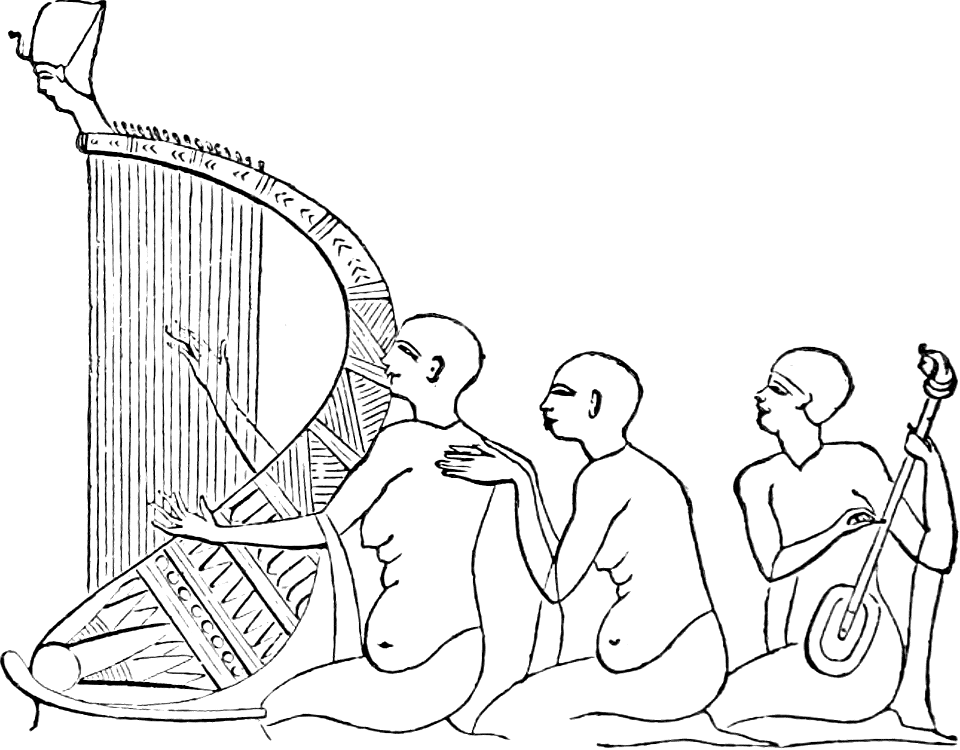 10 Harp on a Stand, a Man beating time, and a Player on a Tamboura (Guitar)