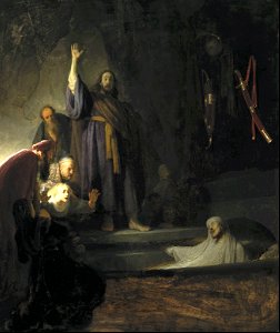100 The Raising of Lazarus (Rembrandt 1632). Free illustration for personal and commercial use.