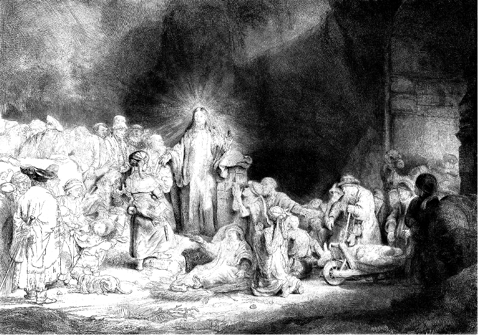 040 Christ Healing the Sick (The Hundred Guilder Print) (Rembrandt 1649)