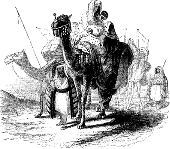13 Rebekah returning with Eliezer to Canaan