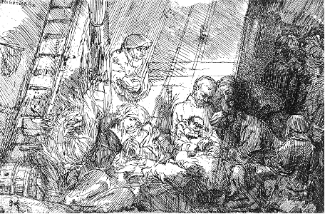 024 The Circumcision in the Stable (Rembrandt 1654). Free illustration for personal and commercial use.