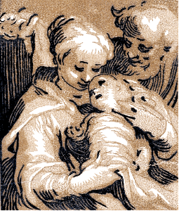 041 The Holy Family (Büsinck and Bloemaert 1623). Free illustration for personal and commercial use.