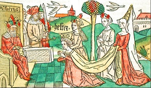 116 Esther Before King Ahasureus (German Bible 1470)