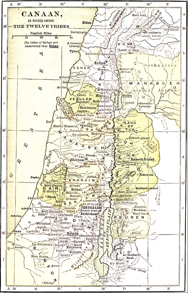02 Map - Canaan as divided among the Twelve Tribes