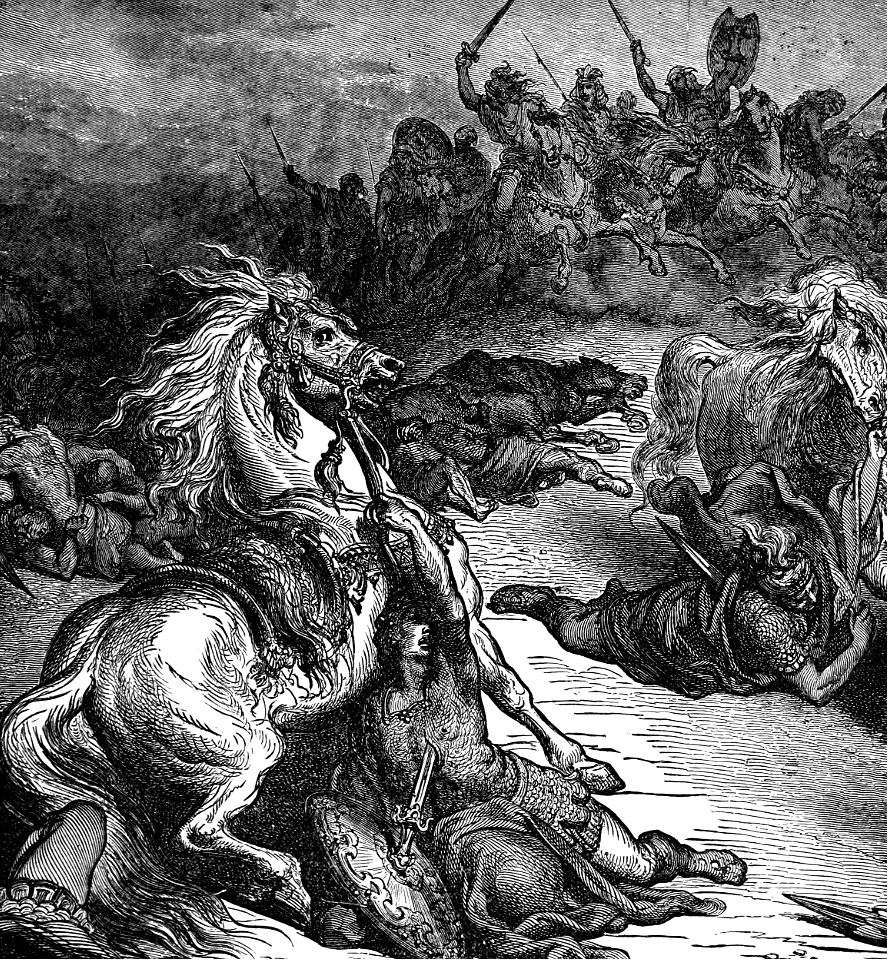 074 1 Samuel 31 v04 Saul and his Armor-bearer fall on their Swords