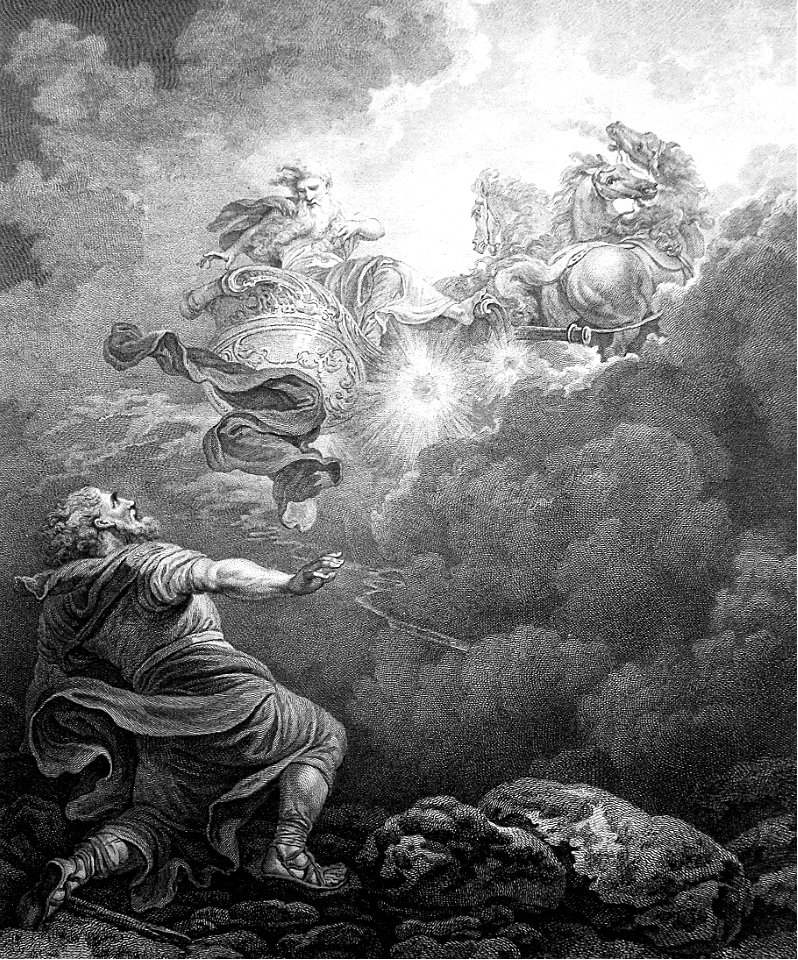 56 2 Kings 02 v10-11 The Ascent of Elijah (Loutherbourg)
