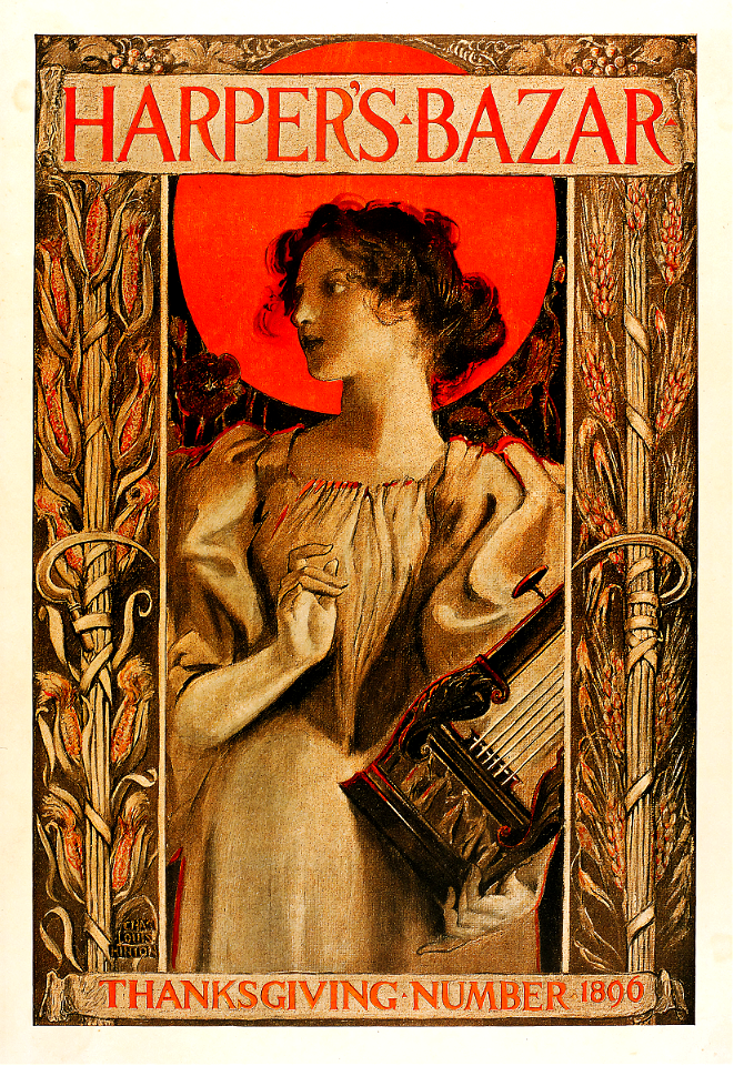 HINTON, Charles Louis.  Cover of Harper’s Bazar, Thanksgiving Number, 1896.