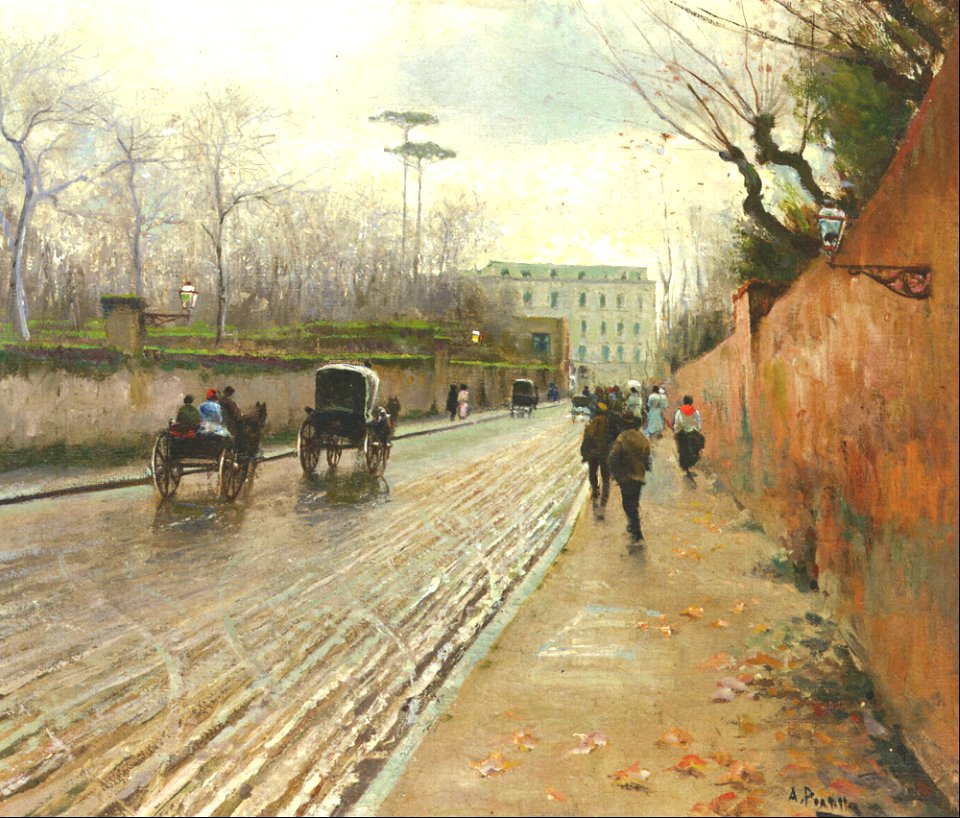 Street scene in autumn - Attilio Pratella