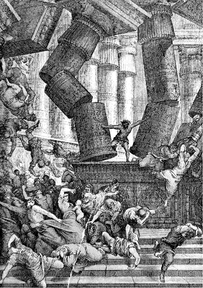 048 Judges 16 v30 Samson brings down the Pillars